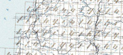 Roseburg Oregon Area Index Map for USGS 1 to 24k Topographic Maps