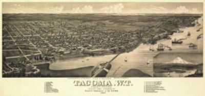 Tacoma Washington 1884 Antique Map Replica