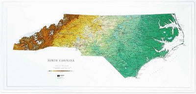 North Carolina Raised Relief Map 3D