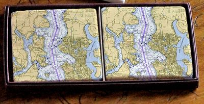 Nautical Chart Coaster Set of 2 - Seattle & Bainbridge Island
