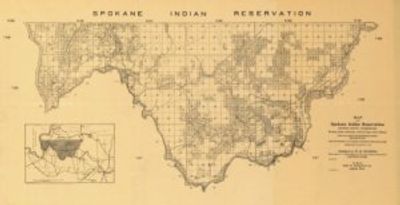 Antique Map of Spokane Indian Reservation 1910