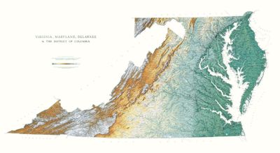 Virginia Maryland Delaware & D.C. Wall Map l Raven Maps