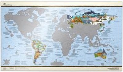 World Scratch Off Wall Map with Colorful Illustrations of the Worlds Greatest Places
