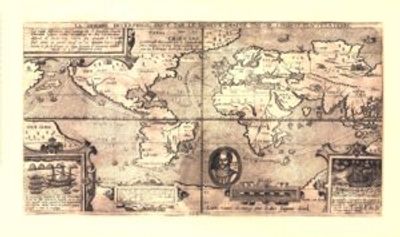 World 1581 Antique Map Replica