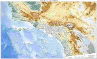 Southern California Wall Map with Shaded Terrain Relief by Raven Maps