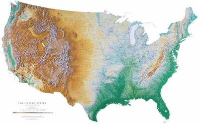 Physical United States Wall Map l Raven Maps
