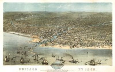 Chicago Illinois 1868 Antique Map Replica