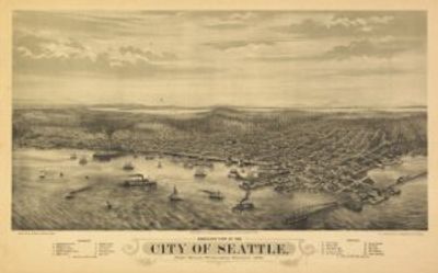 Seattle 1878 Antique Map Replica