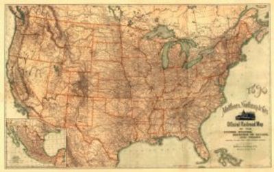 United States Official Railroad Map 1890 Antique Replica