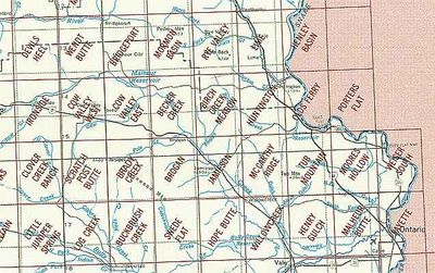 Brogan (and Weiser) OR Area USGS 1:24K Topo Map Index