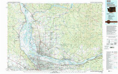Vancouver Washington Area USGS Topographic Map 1 to 100k scale
