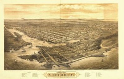Victoria BC 1878 Antique Map Replica