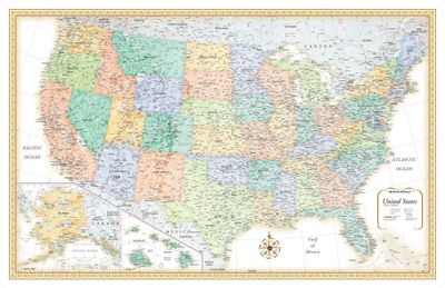 United States Wall Map (Beige) l Rand McNally