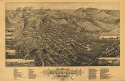 Antique Map of Butte, MT 1884