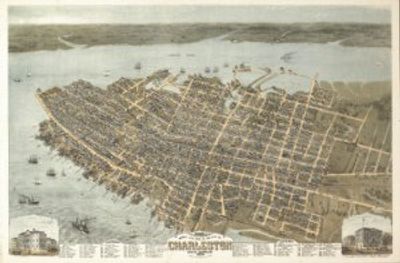 Antique Map of Charleston, SC 1872