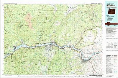 Hood River OR 1:100K Topographic USGS Map Large