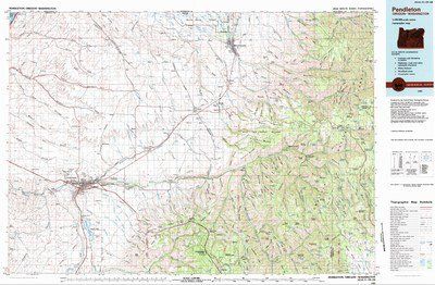 Pendleton Washington Area USGS Topographic Map 1 to 100K Scale