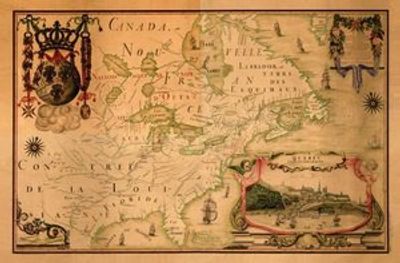 Antique Map of Eastern Canada & U.S. in 1688