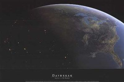 Daybreak Sunrise in Rockies Satellite Artwork Map Poster