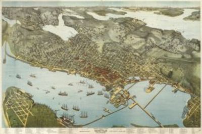 Seattle 1891 Antique Map Replica