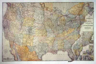 Antique Railroad Map of the United States 1885