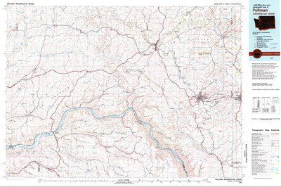 Pullman Washington Area USGS Topographical Map 1 to 100k Scale