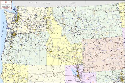 Northwest States Commercial Wall Map Small Paper or Laminated Kroll