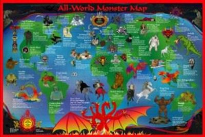 Mosnter World Map Wall Poster Big Stick