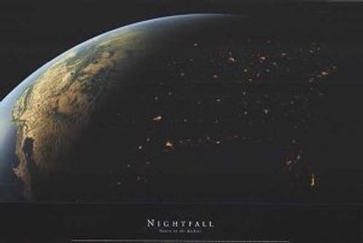 Nightfall in Rockies Satellite Artwork Map Poster Wall