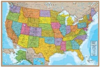 Usa Blue Ocean Wall Map Large Poster Maps International Classroom Style