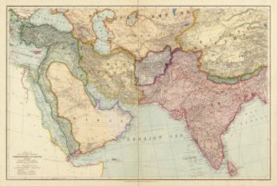 Antique Map of the Middle East & Southern Asia 1912