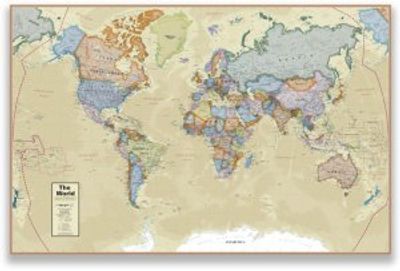 World Boardroom Antique Colors Wall Map Muted Laminated