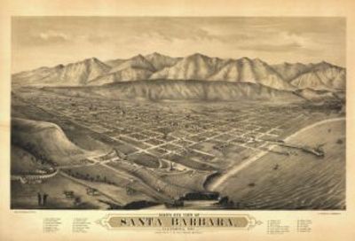 Santa Barbara 1877 Antique Map Replica