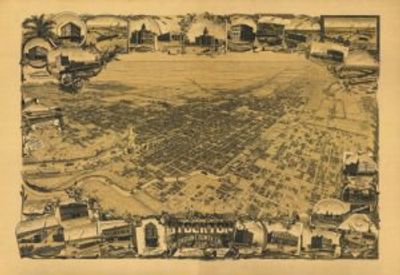 Stockton California 1895 Antique Map Replica by Dakin Publishing