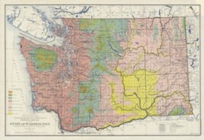 Washington State Historic Map 1900s Floral Areas