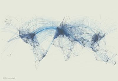 World Map Illustrated by Flight Paths Only