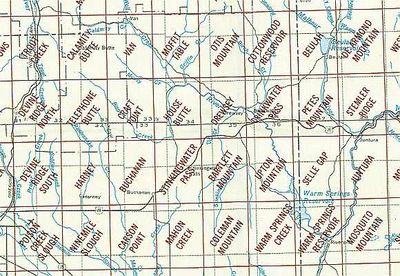 Stinking Water Mountains OR Area USGS 1:24K Topo Map Index
