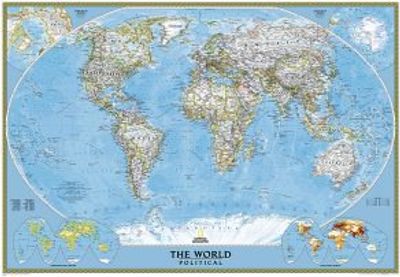 World Wall Map Classic Blue National Geographic