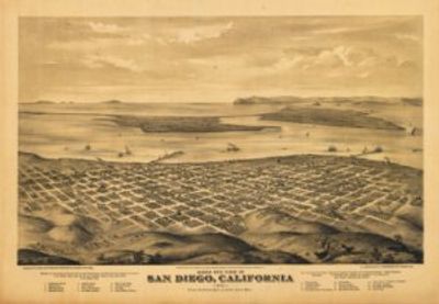 San Diego California 1876 Antique Map Replica