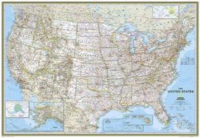United States Wall Map Classic Blue Large National Geographic