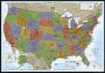 United States Wall Map Decorator National Geographic Poster