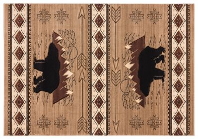 Cabin Bear Tan Mountain Hearth Rug