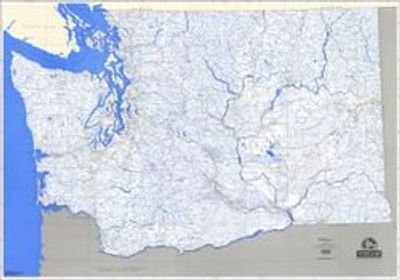Stream and River Map of Washington State Paper or Laminated