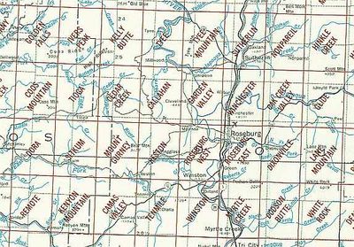 Roseburg OR Area USGS 1:24K Topo Map Index