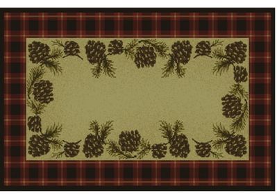 Vista Cones Red Plaid Rectangular Olefin Hearth Rug