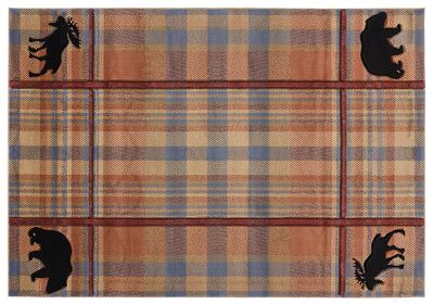 Cabin Bear and Moose Plaid Hearth Rug