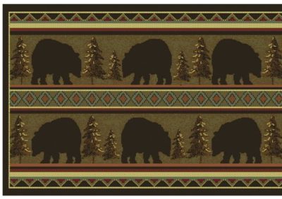 Vista Bears in Evergreens Rectangular Olefin Hearth Rug