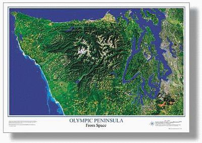 Olympic Peninsula From Space Satellite Wall Map