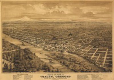 Salem Oregon 1876 Antique Map Replica