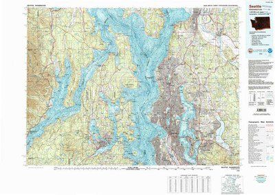 Seattle 1:100K USGS Topographic Map Contour